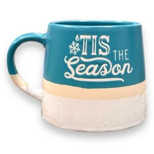 NWT “‘Tis The Season” Turquoise & Cream 16 oz Holiday Mug